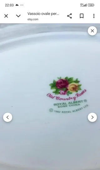 Vassoio Royal Albert in porcellana con rose