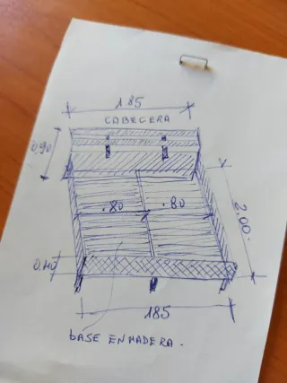 Cabezera y Base de cama de madera