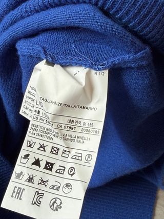Maglione Benetton blu in lana merino