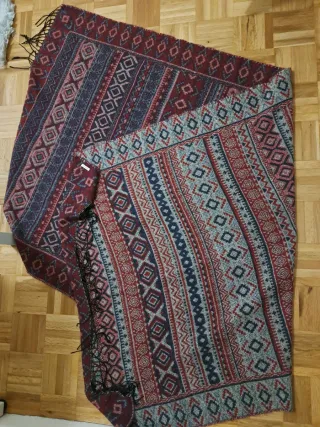 Bufanda reversible azul y roja