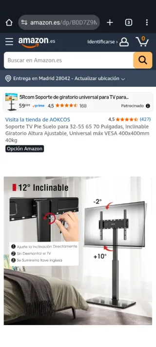 Soporte TV AOHCOS Negro