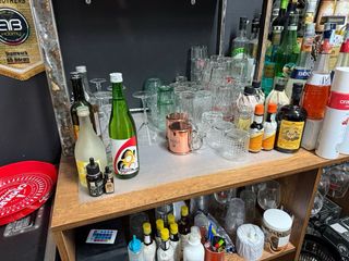 Banco bar e retrobanco legno e ferro