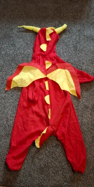 Disfraz de dragón rojo y amarillo 7-9 años