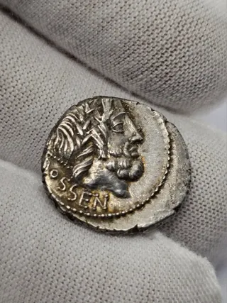 Moneda Romana Original Denario Plata 87 a.C.