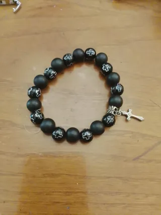 Braccialetto elastico uomo croce argento