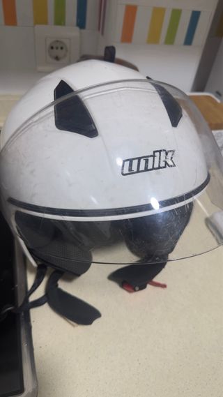 Pack Casco Moto Unik Blanco y Rosa 30€