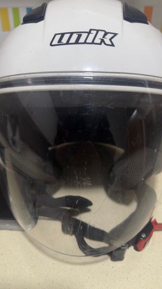 Pack Casco Moto Unik Blanco y Rosa 30€