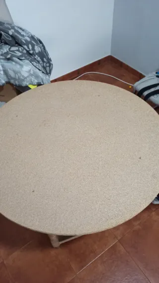 Mesa camilla redonda tela floral y el cristal