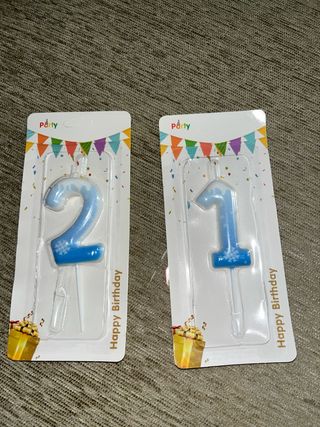 Velas de Cumpleaños Número 2 y 1