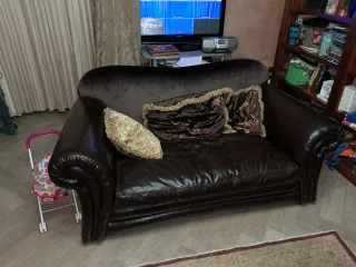 Divano 2 posti vera pelle marrone