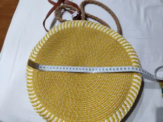 Bolso redondo rafia amarillo