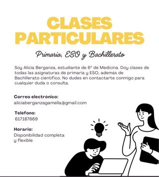 Profesora particular primaria, ESO y bachillerato