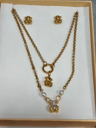 Conjunto Tous Oso Collar y Pendientes