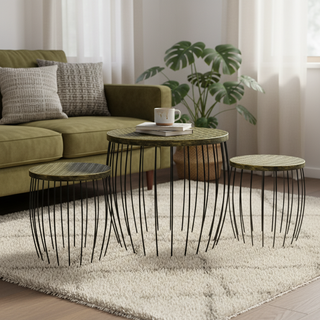 Juego 3 mesas Outsunny Ratán Industrial