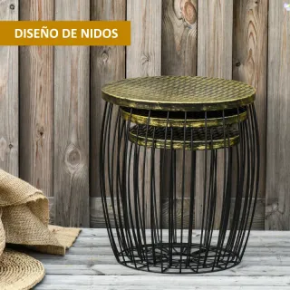 Juego 3 mesas Outsunny Ratán Industrial