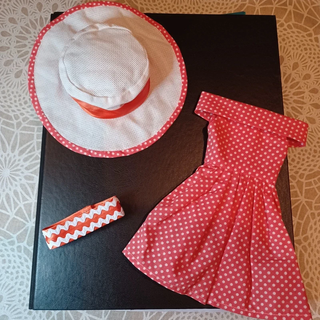 Vestido y complementos para muñeca Nancy