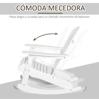 Silla Mecedora Adirondack Outsunny Blanca