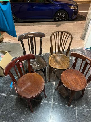 Set 4 Sillas Vintage Madera