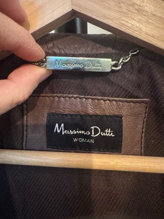 Chaqueta cazadora de cuero marrón S Massimo Dutti