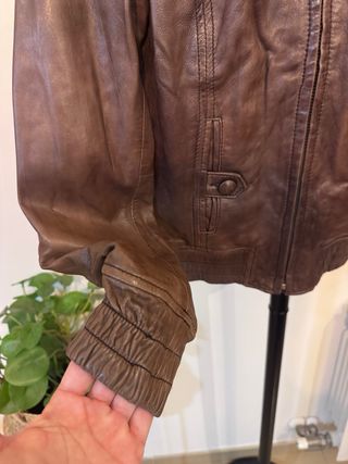 Chaqueta cazadora de cuero marrón S Massimo Dutti