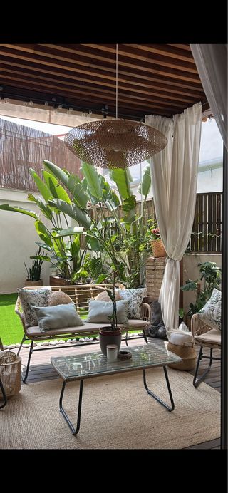 Conjunto Terraza Sklum Ratán y Cristal