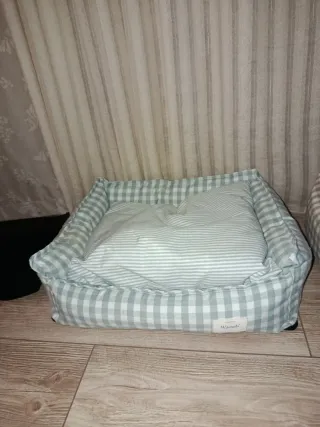 Cama perro/gato cuadros L verde