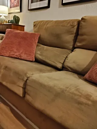 Sofá de 2 plazas marrón y rosa