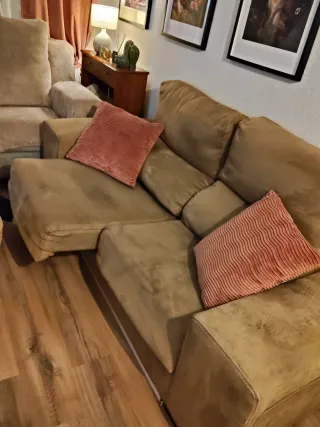 Sofá de 2 plazas marrón y rosa