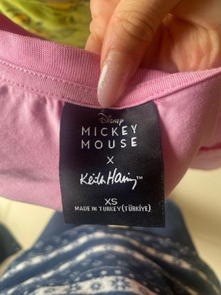 Camiseta corta rosa Keith Haring Mickey