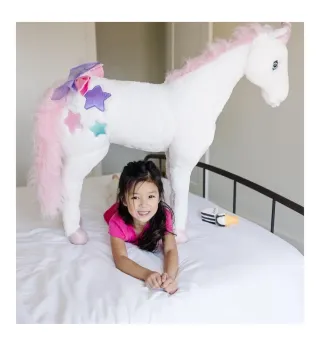 Unicornio Gigante Peluche Blanco Rosa