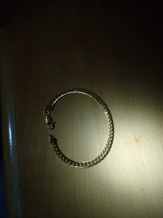Pulsera acero plana, bañada oro, 21cm