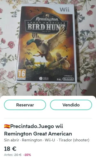 Precintado.Juego Wii Remington Great American Bird