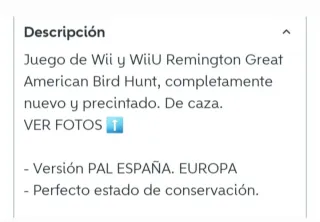 Precintado.Juego Wii Remington Great American Bird