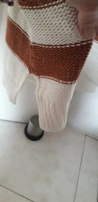 Jersey oversize rayas beige y marrón