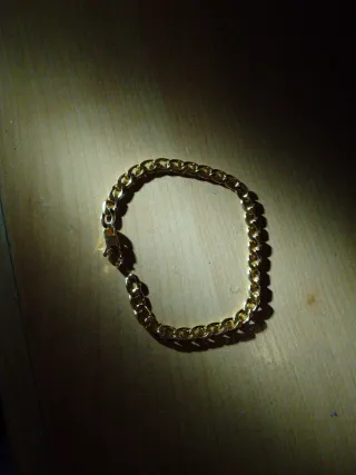 Pulsera cadena acero, bañada oro, 21cm