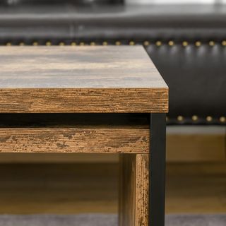 Conjunto De 2 Mesas De Centro Apilables Y Ahorra Espacio En Estilo Industrial, Madera MDF Y Metal, Marrón Y Negro