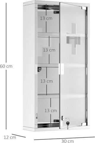 Armario Medicinal Caja para Medicinas con Cuatro Estantes de Acero Inoxidable 30 X 12 X 60Cm