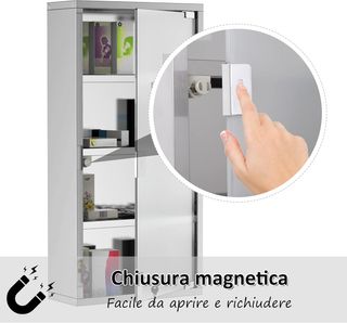 Armario Medicinal Caja para Medicinas con Cuatro Estantes de Acero Inoxidable 30 X 12 X 60Cm