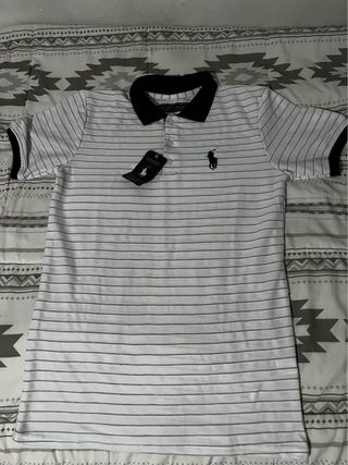 Camisa Polo Lacoste Rayas Grises Talla M