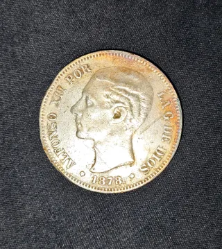 5 Pesetas *Impresionante pátina* 1878 AlfonsoXII