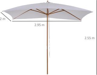 Sombrilla De Jardín 2X3 M Con Cuerda Y Ventilación, Sombrilla De Exterior Con 6 Varillas De Madera, Bambú Y Poliéster 180G/㎡, Para Patio, Terraza Y Balcón