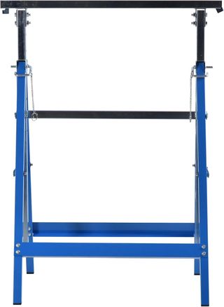 Juego de 2 Caballetes de Trabajo Plegables Capacidad 200 Kg, Altura Regulable 80-130 Cm, Caballetes Telescópicos Ahorra Espacio de Acero para Hacerlo Uno Mismo, Garaje y Jardín, Azul