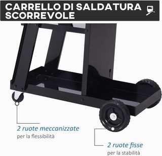 Carro Porta Utensilios, Con 3 Estantes Y 4 Ruedas de Goma, Porta Utensilios de Taller en Acero para Garaje, 71L X 39P X 70A Cm, Negro