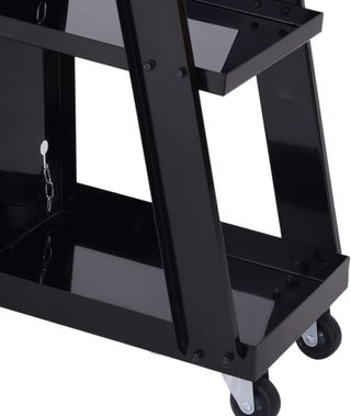 Carro Porta Utensilios, Con 3 Estantes Y 4 Ruedas de Goma, Porta Utensilios de Taller en Acero para Garaje, 71L X 39P X 70A Cm, Negro