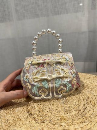 Bolso Lolita Beige con rosa y celeste