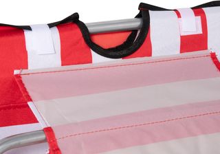 Conjunto de 2 Tumbonas de Playa con Respaldo Ajustable en 5 Niveles, Cojín y Bolsa de Viaje, Tumbonas Plegables de Acero y PE, 124X53X35-45 Cm, Rojo y Blanco
