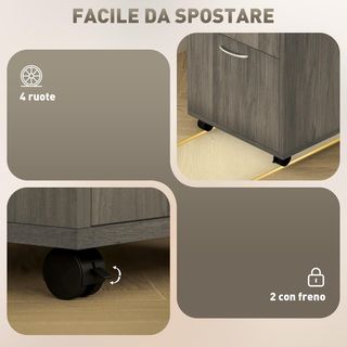 Archivador De Oficina Con Cajón, Armario, Ruedas Con Freno Y Estante Abierto, Cajonera De Oficina Para Carta/Legal/Formato A4, Armario Vertical Para Estudio, 40X35X60 Cm, Gris