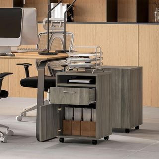 Archivador De Oficina Con Cajón, Armario, Ruedas Con Freno Y Estante Abierto, Cajonera De Oficina Para Carta/Legal/Formato A4, Armario Vertical Para Estudio, 40X35X60 Cm, Gris