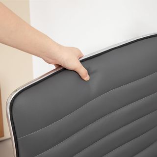 Silla De Oficina Ergonómica En Cuero Sintético PU Con Altura Regulable, Sillón De Oficina Y Estudio Con Asiento Giratorio Y 5 Ruedas, Gris Oscuro