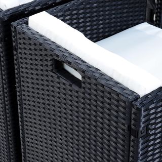 Set di mobili da giardino 5 pezzi con tavolo da pranzo e 4 sedie con cuscini combinabili in rettangolo, nero, 109X109X72 cm